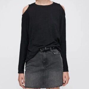 AllSaints Aino Cold-Shoulder Long Sleeve Tee